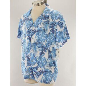 SOL ANGELES Blue PALMA PARADISE Regular Fit Cotton Blend Cabana Shirt XL NWT